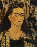 Frida Kahlo The self-portrait artist and monkey oil painting